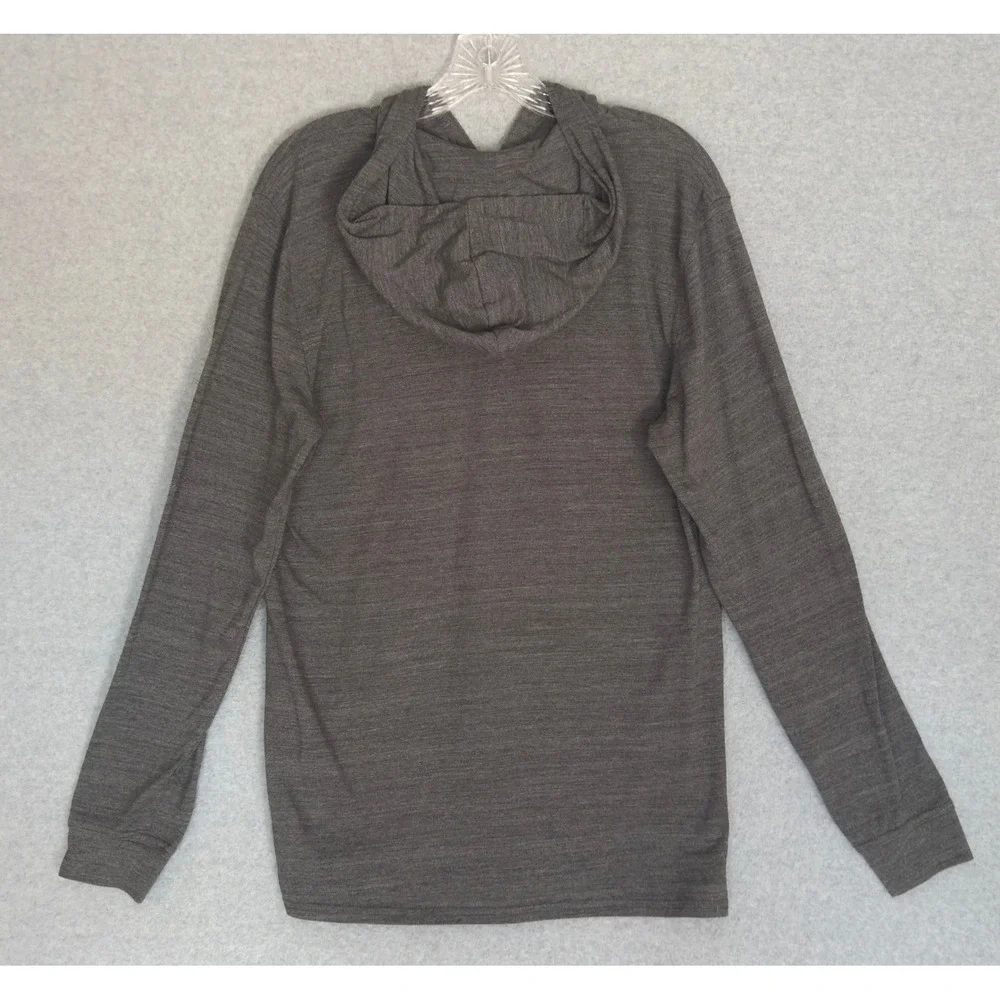 The North Face Hoodie Mens Medium Gray Henley Long Sleeve Lightweight Logo Pouch - Picture 4 of 10